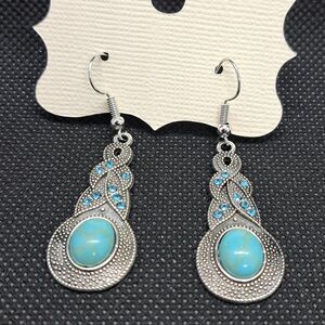 Western Boho Earrings- Faux Turquoise Stone- NWOT